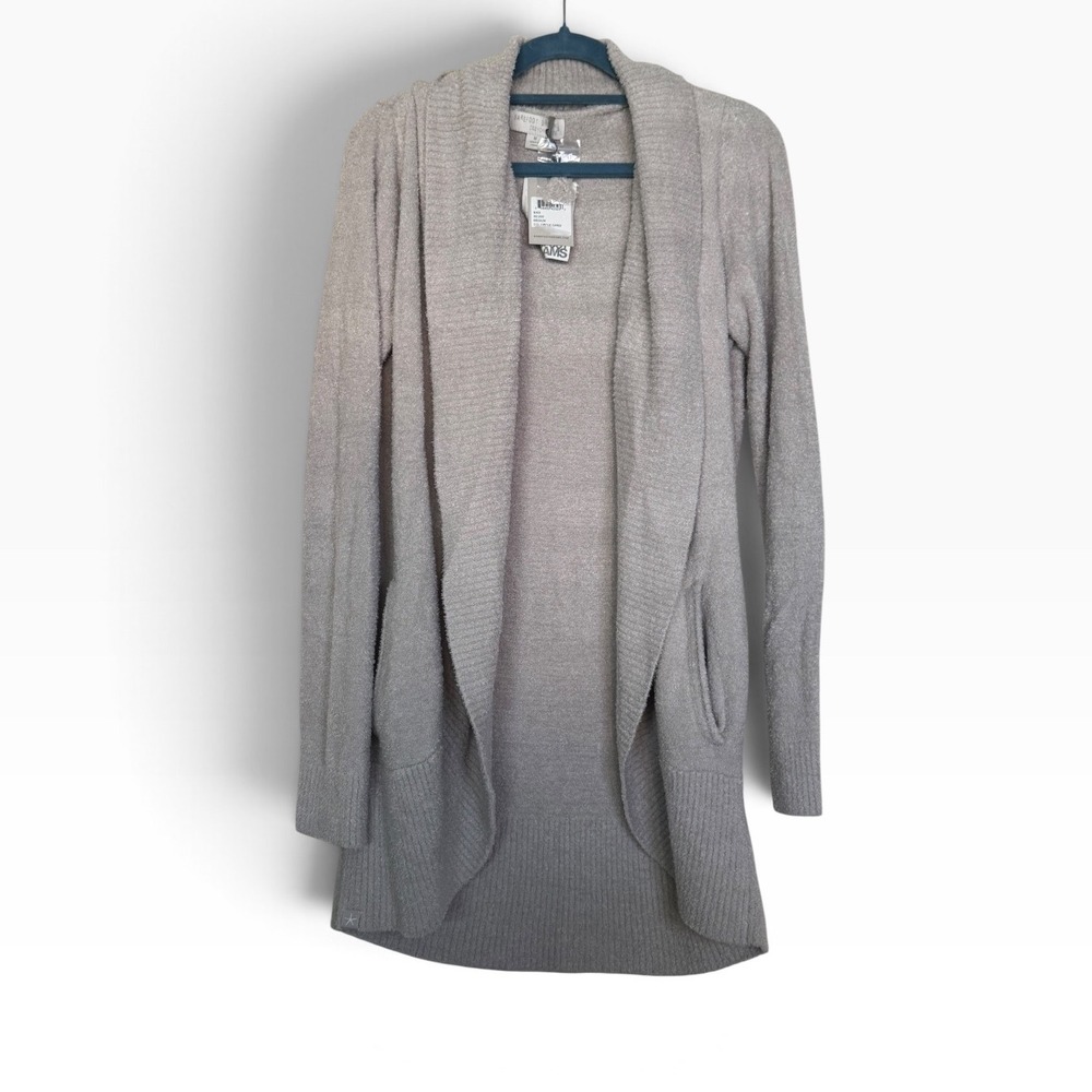 Barefoot Dreams CozyChic Lite Circle Cardigan Silver Gray Open Front Sweater NWT